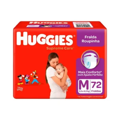 Fralda Huggies Supreme Care Roupinha Calça - Tam. M 5,5kg a 9,5kg 72 Unidades