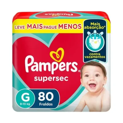 Fraldas Pampers Supersec Tam. G - 9 a 13kg 80 Unidades