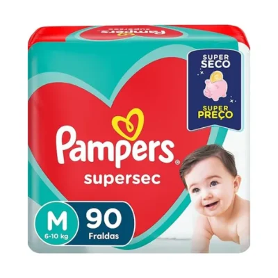 Fraldas Pampers Supersec Tam. M - 6 a 10kg 90 Unidades